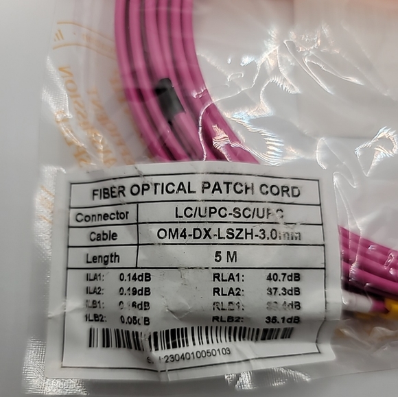 5 M LC UPC to LC UPC Duplex OM4 Multimode 3.0mm Fiber Optic Patch Cord Splentip - Picture 3 of 3